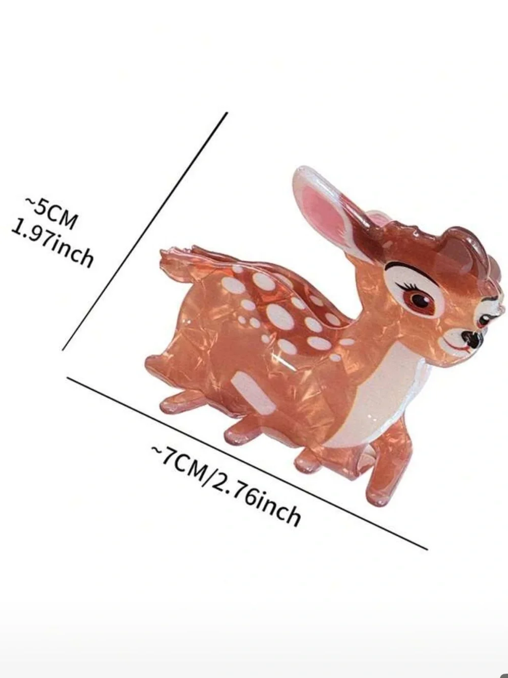Cute Deer Acrylic Hair Clip - Brown & Pink Bambi
